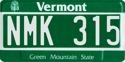 VT license plate NMK315