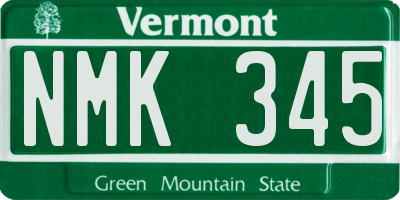 VT license plate NMK345