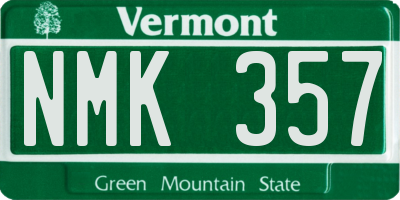 VT license plate NMK357
