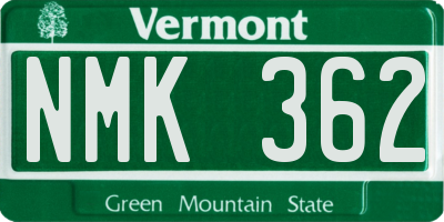 VT license plate NMK362