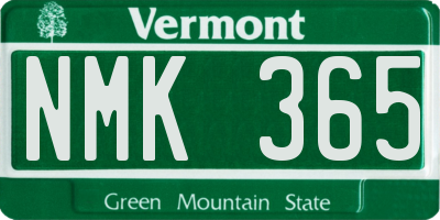 VT license plate NMK365