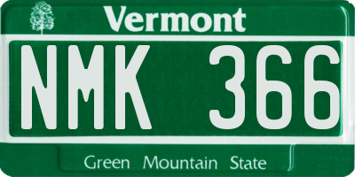 VT license plate NMK366