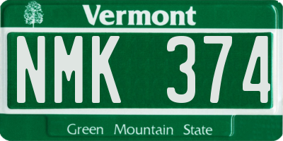 VT license plate NMK374