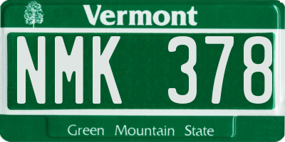 VT license plate NMK378