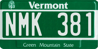 VT license plate NMK381
