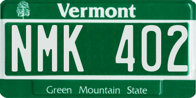 VT license plate NMK402