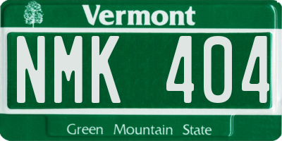 VT license plate NMK404