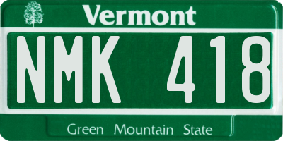 VT license plate NMK418