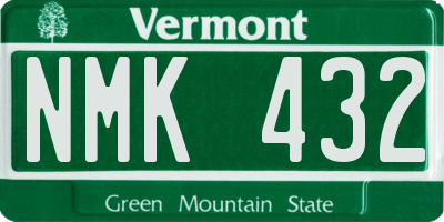 VT license plate NMK432