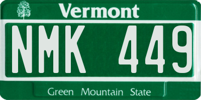 VT license plate NMK449
