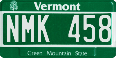 VT license plate NMK458