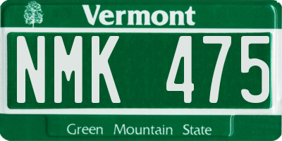 VT license plate NMK475