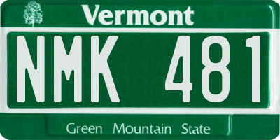 VT license plate NMK481