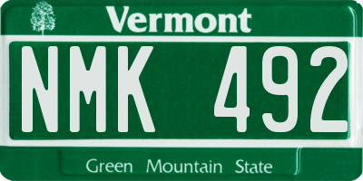 VT license plate NMK492
