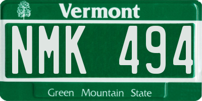 VT license plate NMK494