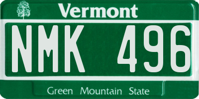 VT license plate NMK496