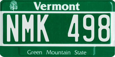 VT license plate NMK498
