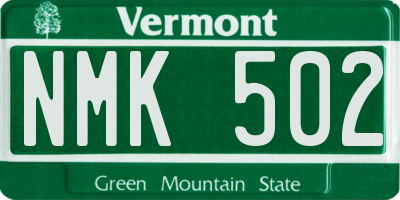 VT license plate NMK502