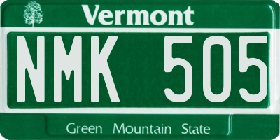 VT license plate NMK505