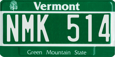 VT license plate NMK514
