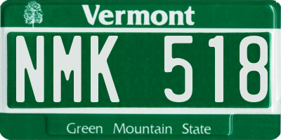 VT license plate NMK518