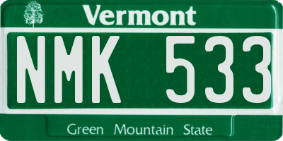 VT license plate NMK533