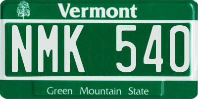VT license plate NMK540