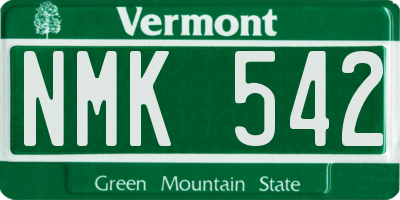 VT license plate NMK542