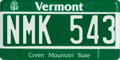 VT license plate NMK543