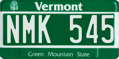 VT license plate NMK545