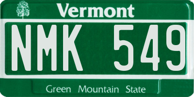VT license plate NMK549