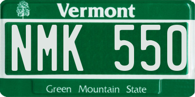VT license plate NMK550