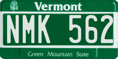 VT license plate NMK562