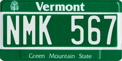 VT license plate NMK567