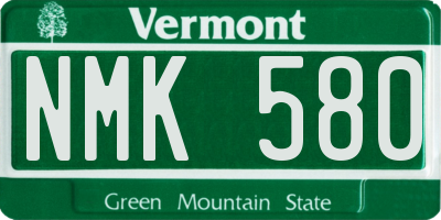 VT license plate NMK580