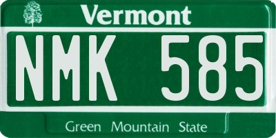 VT license plate NMK585