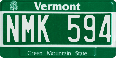 VT license plate NMK594