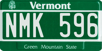 VT license plate NMK596