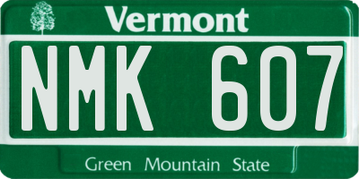 VT license plate NMK607