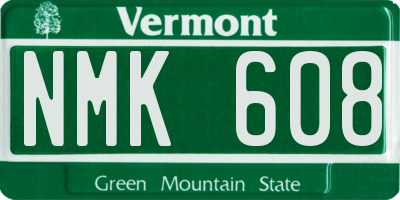 VT license plate NMK608