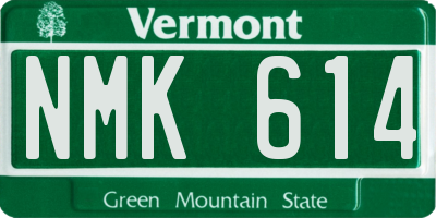 VT license plate NMK614