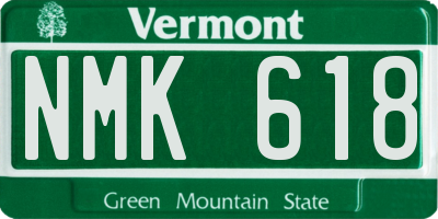 VT license plate NMK618