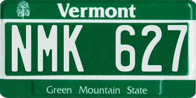 VT license plate NMK627