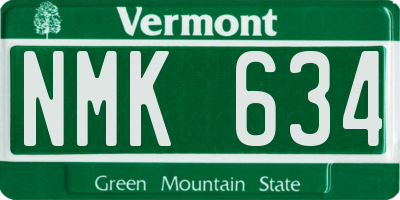 VT license plate NMK634