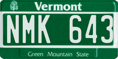 VT license plate NMK643
