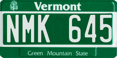 VT license plate NMK645