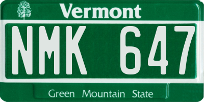 VT license plate NMK647