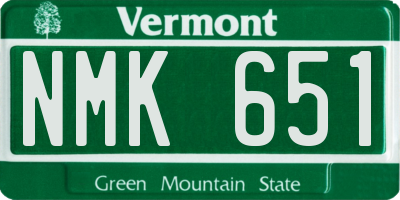 VT license plate NMK651