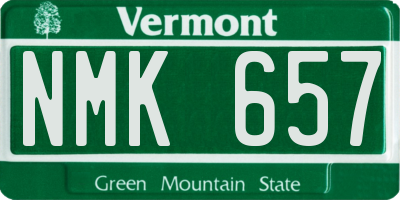 VT license plate NMK657