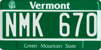 VT license plate NMK670